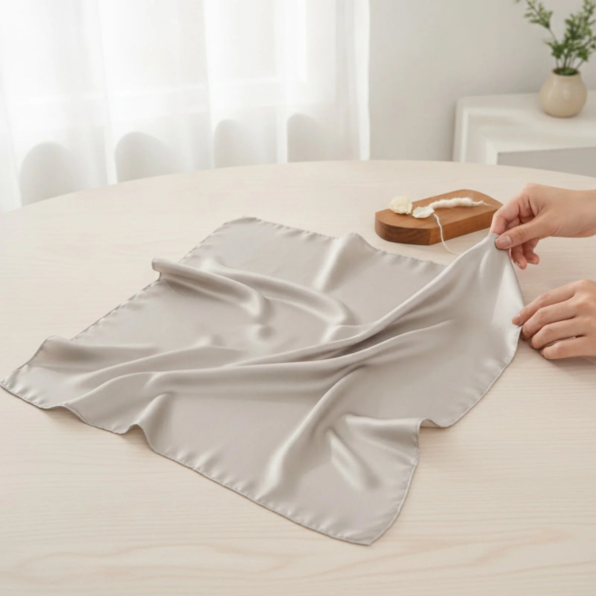 Foulard Carré en Satin de Soie